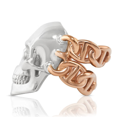 14k Two Tone Gold Skull Ring